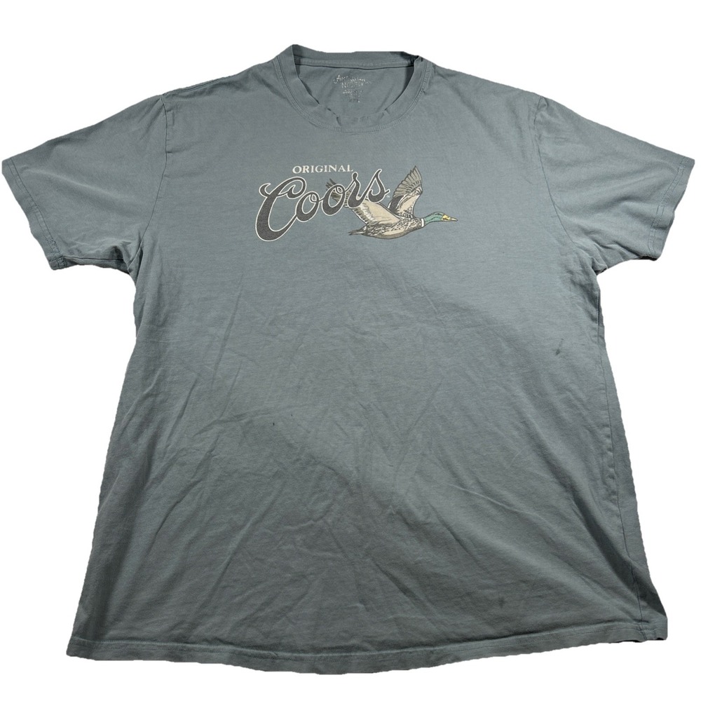 Coors Duck Hunting T-Shirt Blue Men's 2XL beer shirt Coors Light see flaws